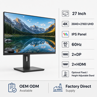 Monitor IPS 27 Inci 4K UHD 3840x2160 Layar Profesional dengan Input DP HDMI Pasokan Pabrik OEM ODM