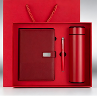Ensemble cadeau de carnet en cuir d'entreprise avec thermos à LED, logo personnalisé, journal de luxe, boîte cadeau promotionnelle avec stylo