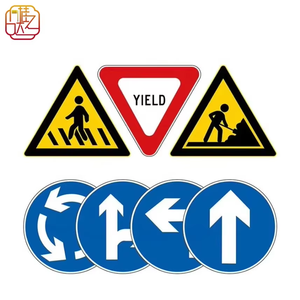Ensemble de panneaux routiers multi-types d'avertissement, réglementaires et de guidage, rondels, panneaux de signalisation de sécurité routière avec flèches droites/gauche/droite - Product Image 2