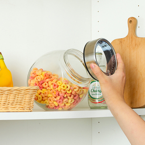 Large Round Transparent Glass Food Organizer <strong>Cookies</strong> Storage Box Container <strong>Jar</strong> Set with Date Indicator Dial Lids - Product Image 6