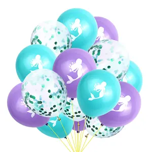 15Pcs Mermaid Balloons Colorful Latex Balloons Confetti Balloons For Wedding Birthday Party Baby Shower Decoration