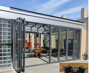 Porte pliante sur mesure pour balcon, mur-rideau de jardin, porte coulissante de villa avec une bonne luminosité et une forte ventilation - Product Image 1