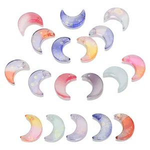 ZHB 12X16MM Magic Colorful Moon Glass Beads Assorted Crescent Crystal Pendant Loose Beads for Earrings DIY Ornament Gifts Charms