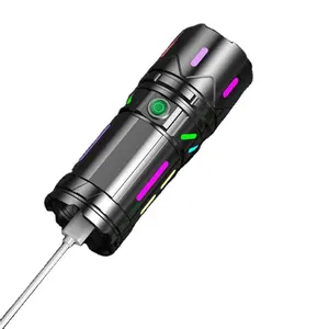 2024大功率IPX5触摸灯发光二极管手电筒可变焦c型充电手电筒