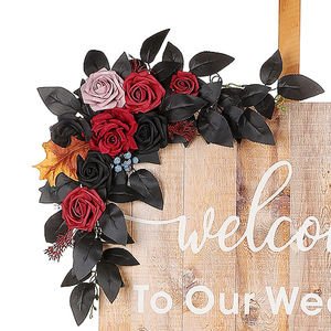 Bouquet de roses artificielles en orme, couleur gothique, pour décoration de mariage, ornement mural floral - Product Image 1