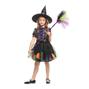 Halloween lindo negro naranja <span class=keywords><strong>bruja</strong></span> niño <span class=keywords><strong>pequeña</strong></span> <span class=keywords><strong>bruja</strong></span> niña fiesta mago disfraz carnaval Cosplay vestido con sombrero - Product Image 5