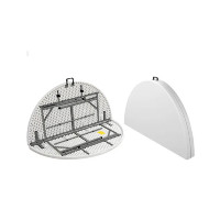 Table ronde en plastique blanc de 72 pouces avec pieds en métal Portable extérieur événement fête mariage hôtel meubles pliable pour un rangement facile