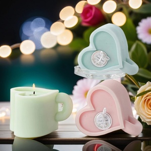 TangChu Heart-shaped Mug Aromatherapy Candle Silicone Mold DIY Double Heart-shaped Soap Mold Home Plaster Mold - Product Image 2