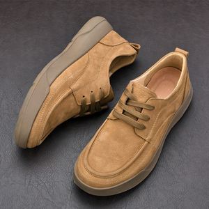 Men Genuine Leather Casual Shoes Vintage Lace‑up Low <b>Top</b> Sneakers Thick Cushioned Sole <b>Walking</b> Shoes for Daily Business Shoes - Product Image 2