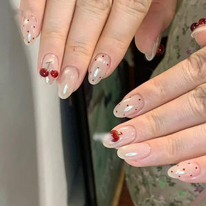 Uñas postizas populares al por mayor de China, uñas postizas negras francesas de media cubierta con diamantes, uñas postizas hechas a mano - Product Image 5