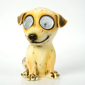 कुत्ते की प्रतिमा सौर उद्यान रोशनी राल शिल्प आउटडोर यार्ड कला प्यारा कुत्ता वाटरप्रूफ