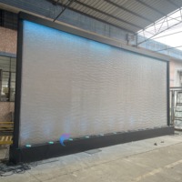 Fontaine murale en acier inoxydable à cascade avec éclairage LED aux couleurs changeantes, télécommande sans fil, rideau d'eau sur pied moderne