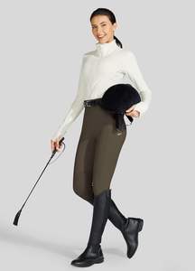 กางเกงขี่ม้าผู้หญิง กางเกงขี่ม้าแบบมีแผ่นรองเข่า กางเกงขี่ม้าทรงสกูลทีท กระเป๋าซิป - Product Image 4