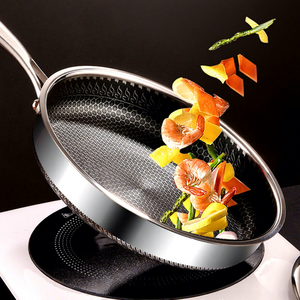 Double Sided Honey Comb Stainless Steel Fry <b>Pan</b> Non-stick Sartenes Antiadherente Cooking <b>Pan</b> with Lid Scratch Resistant Cookware - Product Image 2