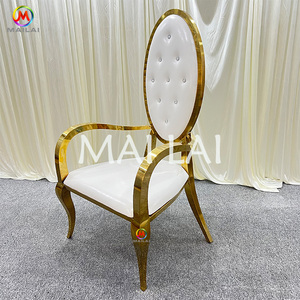 高級スタイルホットセールハイバックステンレススチールチェアアームレストキングチェア結婚式用 - Product Image 4