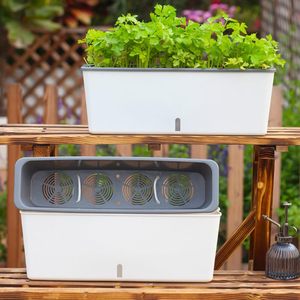 Grand pot auto-arrosant étroit en plastique avec fenêtre de visualisation du niveau d'eau <span class=keywords><strong>pour</strong></span> la culture de légumes et de plantes sur <span class=keywords><strong>balcon</strong></span> domestique - Product Image 3