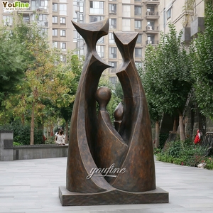 Statue de famille aimante en bronze abstrait grandeur nature, sur mesure, pour jardin extérieur, art commémoratif, décoration - Product Image 5