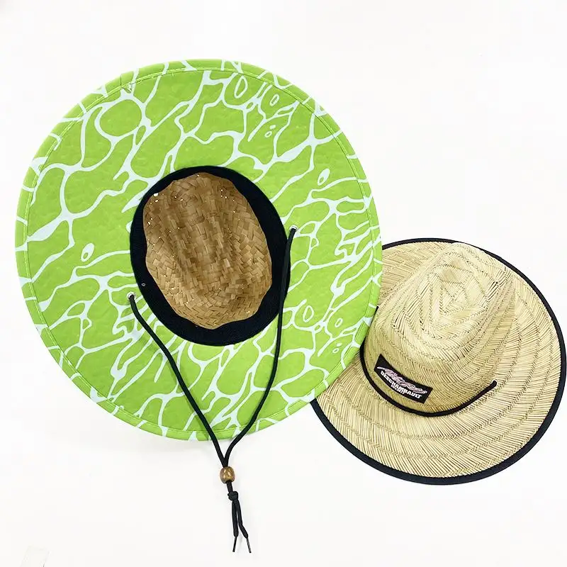 Sombrero de bambú de paja con volantes para mujer, a la moda ala ancha, paja china, Oriental, vietnamita, para playa, venta al por mayor, Verano