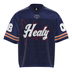Maillot de football américain style HEALY, rétro, à rayures, en maille respirante, couleur personnalisée, bloc de couleurs, vêtement de football tendance - Product Image 1