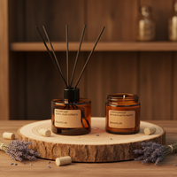 Diffuseur de parfum de luxe rond en verre ambré rechargeable avec bouchon pour huiles essentielles de spa et bien-être