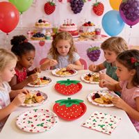 Assiettes et serviettes à thème fraise, décorations d'anniversaire, ensemble de vaisselle pour fête d'été, baby shower, fête sur le thème du premier fruit, fournitures pour fête sur le thème du premier fruit
