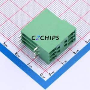 DA381-261C1-3PG213 Plug-in Terminal Block Bent Lead Through Hole,P=3.81mm Board-to-Board / Socket - Closed 2x3P 3.81mm Green - Product Image 1