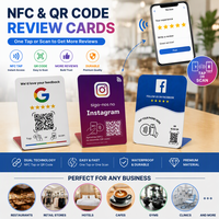 Support de table NFC en PVC |   Carte de commentaires Google sans contact en PVC avec code QR personnalisé, NFC, RFID et support pour commentaires sociaux