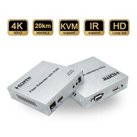 Kit Extensor KVM de Fibra Óptica Xput, Transmisor y Receptor de 20KM sobre Fibra Óptica, Compatible con IP, 4K 60Hz 1080P, IR, RS232 para AV General