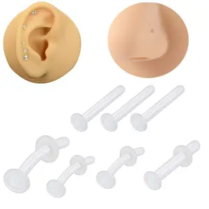 NUORO Hot Selling Trendy Body Piercing Jewelry Classic Invisible Transparent Glass Ear Bone Nose Piercing Ring Studs