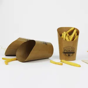 Disposal Take-out Party Frozen Egg Waffle French Fries Chips Scoop Ice Cream Snacks Kraft Paper Cup Holder