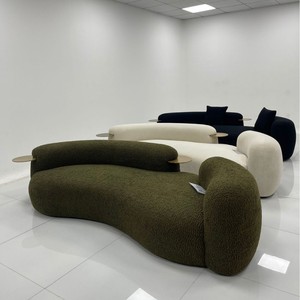 โซฟาแบบแยกส่วนโค้งสำหรับวิลล่าห้องนั่งเล่นฟองน้ำเติมครีม Wabi สีที่ทันสมัยปรับแต่งได้ - Product Image 4