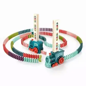 Grappige Elektrische Educatieve Speelgoed Locomotief Automatisch Leggen Domino Baksteen Trein Auto Domino Spel Voor Kinderen