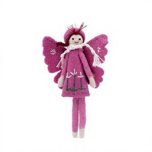 Handmade Eco-Friendly Pink Certified Wool <b>Fairy</b> <b>Ornament</b> Set Butterfly Shape Wall Hanging Christmas Decoration Traditional Style - Product Image 2