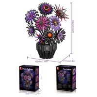 Free Tribe 11020 Flower Dark Night Bouquet Vase Model Bricks Dekorasi Rumah Mainan DIY untuk Anak-anak dan Dewasa Hadiah Set Blok Bangunan