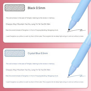 得力 A660 高品质蓝色2支装可擦中性笔，适合小学三年级学生，带可擦笔，3-5年级0.5黑色高品质 - Product Image 4