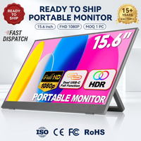 Moniteur portable 15,6 pouces FHD 1080P IPS, écran de jeu LED, double haut-parleur, support VESA 75x75, type C, temps de réponse de 20 ms pour PS5