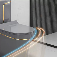 Ensemble WC et lavabo en céramique monobloc de luxe, à chasse siphonique, noir et blanc, pour salle de bain, vente en gros