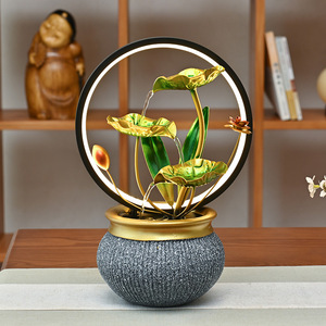 Fontaine d'eau en fer forgé avec anneau lumineux, humidificateur Feng Shui de table, diffuseur d'aromathérapie, cadeau pour le salon - Product Image 1