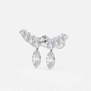 Pendientes de Oreja con Diamantes Cultivados en Laboratorio, Corte Marquesa, 4 Quilates, Forma de Pera, Joyería Elegante y de Lujo para Mujer, Estilo Moderno - Product Image 4