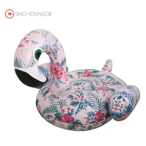 Floral Tropical Palmleaf Flamingo Ride-On Large Water Inflatable Pool Float for Party Fun Swimming Summer Beach Toy Kids Adult