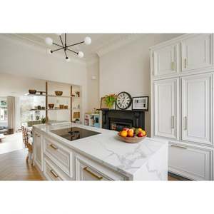 Prix d'usine, armoire de cuisine en bois massif de style américain moderne, armoire de cuisine classique en bois avec îlot de cuisine - Product Image 1