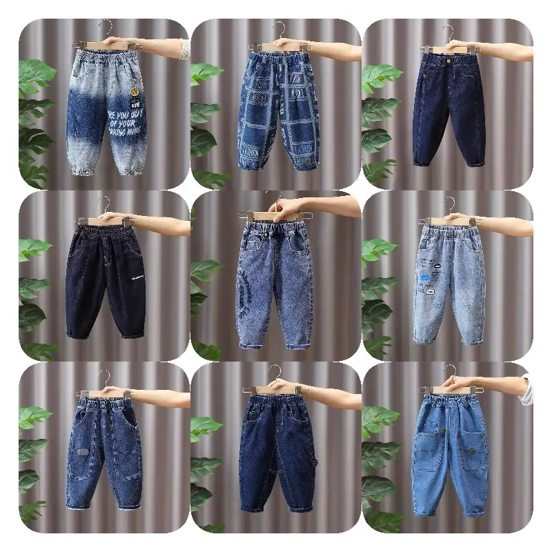 Pantalon de marque pour enfants pantalon décontracté pour bébés jeans pantalons vente en gros de jeans en denim personnalisés pour garçons pour enfants