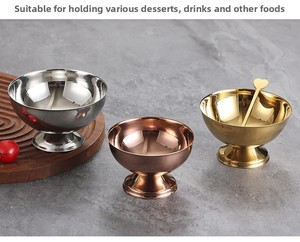 Cuenco de Postre con Base de Acero Inoxidable Pulido Espejo, Lujoso Cáliz Dorado/Oro Rosa para Ensaladas, Helados, Frutas y Decoración de Fiestas - Product Image 3