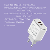 Chargeur rapide double USB-C 35W PD Ldnio A2528C à compatibilité étendue, chargeur super rapide Type-C