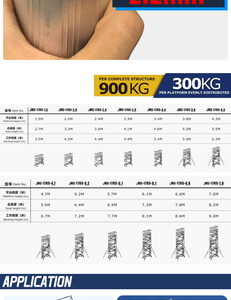 Échafaudage mobile durable de <span class=keywords><strong>2m</strong></span> à 8m, échelle en aluminium, échafaudage <span class=keywords><strong>roulant</strong></span> pour la construction - Product Image 5