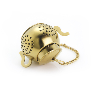 Thép Không Gỉ Titan Mạ Vàng Ấm Trà Trà Infuser Bóng Trà Với Chuỗi - Product Image 4