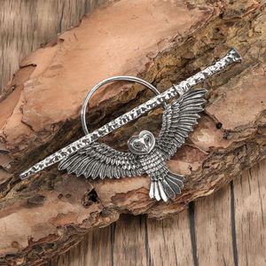 Pasador de Pelo de Metal con Diseño de Búho Exagerado, Estilo Gótico Retro, Accesorios para el Cabello con Personalidad Vikinga Nórdica, Pasador de Pelo Retro de Bruja con Búho y Luna - Product Image 1