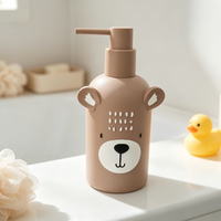 Ensemble de salle de bain fantaisie en résine pour enfants, motif ours mignon, deux pièces : distributeur de savon et porte-brosse à dents, décoration pour la salle de bain des enfants, distributeur de lotion