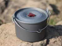 Panci Gantung untuk Berkemah di Luar Ruangan, Aluminium Alloy Anti Lengket 4L, Kompatibel dengan Kompor Gas, Set Peralatan Masak Portabel Ringan, Termasuk Tutup Panci, untuk Piknik