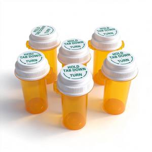 Flacons à pilules vides 13DR 20DR pour médicaments sur ordonnance, avec languette réversible et bouchon à sécurité enfant - Product Image 1